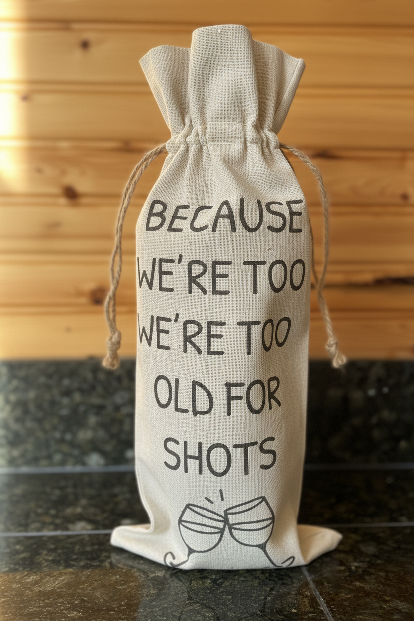 Because We're Too Old For Shots Wine Bag